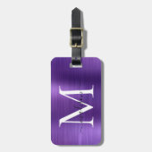 Donker Paarse Geborsteld Metalen Script Monogram S Bagagelabel (Voorkant verticaal)