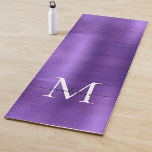 Donker Paarse geborsteld metallic monogram Chic Sc Yogamat