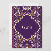 Donker Paarse Gele Ikat Anand Karaj Sikh bruiloft Kaart (Achterkant)