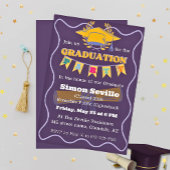 Donker Paarse & Gele Uitnodiging van het Afstudeer