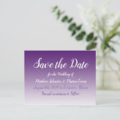Donker Paarse gepersonaliseerde Save the Date Brie Briefkaart (Staand voorkant)