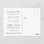 Donker Paarse gepersonaliseerde Save the Date Brie Briefkaart (Achterkant)