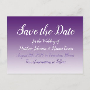 Donker Paarse gepersonaliseerde Save the Date Brie Briefkaart
