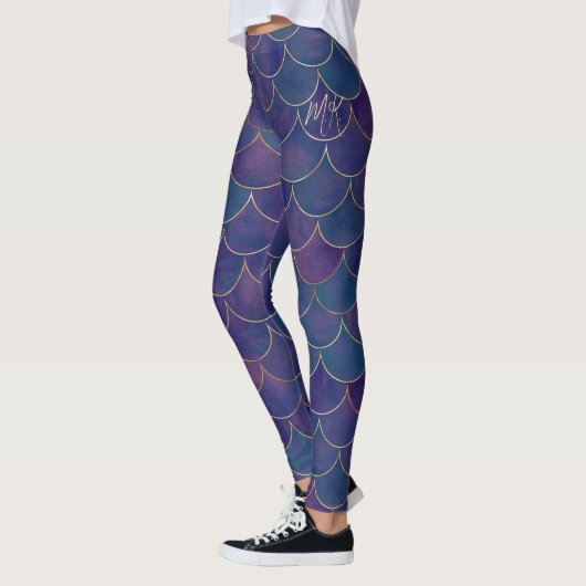 Donker Paarse gepersonaliseerde zeemeermin Leggings (Links)