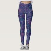 Donker Paarse gepersonaliseerde zeemeermin Leggings (Voorkant)