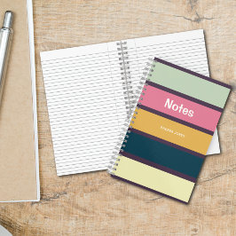 Donker Paarse Gestreepte Monogrammed Volledige Naa Notitieboek