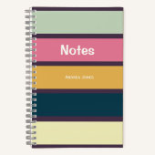 Donker Paarse Gestreepte Monogrammed Volledige Naa Notitieboek (Voorkant)