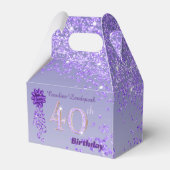 Donker Paarse glitter & lint 40e verjaardag Bedankdoosjes (Voorkant Zijde)