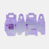 Donker Paarse glitter & lint 80ste verjaardag guns Bedankdoosjes (Uitgevouwen)