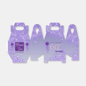 Donker Paarse Glitter & Ribbon 60ste Verjaardag Fa Bedankdoosjes (Uitgevouwen)