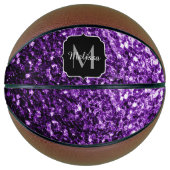 Donker paarse glitter sparkle bling Monogram naam Basketbal (Voorkant)