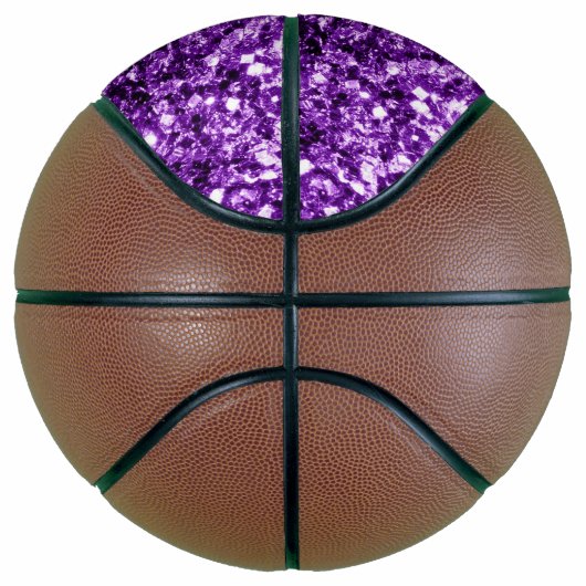 Donker paarse glitter sparkle bling Monogram naam Basketbal (Rechts)