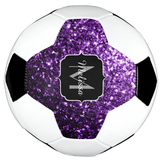 Donker paarse glitter sparkle bling Monogram naam Voetbal (Gedraaid)