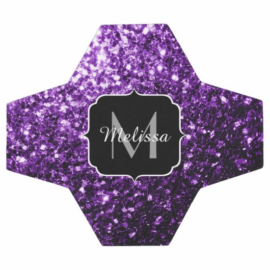 Donker paarse glitter sparkle bling Monogram naam Voetbal (Enkel)