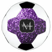 Donker paarse glitter sparkle bling Monogram naam Voetbal (Voorkant)