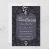 Donker Paarse Gotische Boho Bloemen Schedel Handva Kaart (Voorkant)