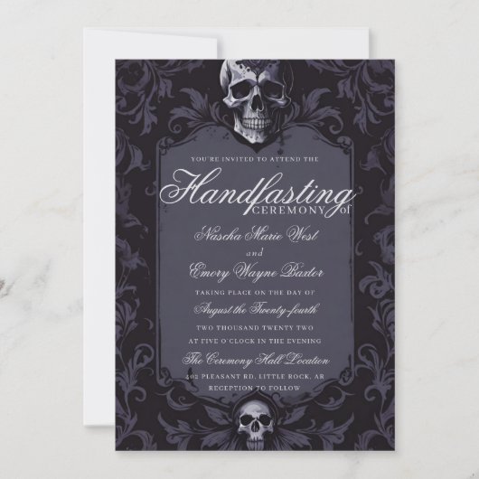 Donker Paarse Gotische Boho Bloemen Schedel Handva Kaart (Voorkant)