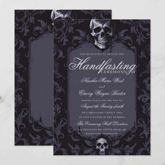 Donker Paarse Gotische Boho Bloemen Schedel Handva Kaart (Voorkant / Achterkant)