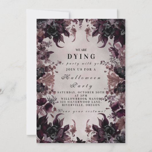 Donker Paarse Gotische Halloween Kaart (Voorkant)