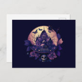 Donker Paarse Gotische spookhuis Feestdagenkaart (Voorkant / Achterkant)