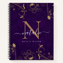 Donker Paarse Gouden Bloemen Ornamenten Border Mon