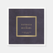 Donker paarse gouden bruid en bruidegom servet (Voorkant)