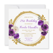 Donker Paarse Gouden Elegante Bloemen Verjaardagsf