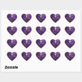 Donker Paarse Gouden Frame Logo en Monogram Bedank Hart Sticker (Vel)