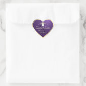 Donker Paarse Gouden Frame Logo en Monogram Bedank Hart Sticker (Tas)
