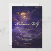 Donker Paarse & Gouden Maanverlichte Wolken Hallow Kaart (Voorkant)