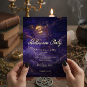 Donker Paarse & Gouden Maanverlichte Wolken Hallow Kaart