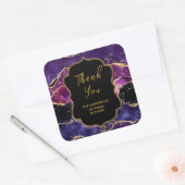 Donker Paarse gouden pailletten Agate Business Bed Vierkante Sticker