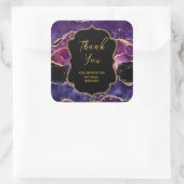Donker Paarse gouden pailletten Agate Business Bed Vierkante Sticker (Tas)