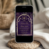 Donker Paarse Gouden Vlinderboog Moslim Huwelijk Kaart