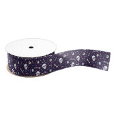 Donker Paarse Halloween Skull Eyeballs Botten Patr Grosgrain Lint (Spoel)