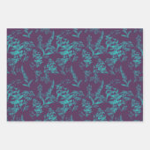 Donker Paarse & Helder Blauw Gifbloem Line Art Inpakpapier Vel (Voorkant)
