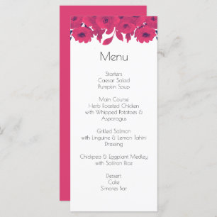 Donker Paarse & Hete Roze Botanische Bruiloft Menu