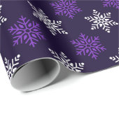 Donker Paarse Kerstmis Sneeuwvlok Naadloos Patroon Cadeaupapier (Rol Hoek)