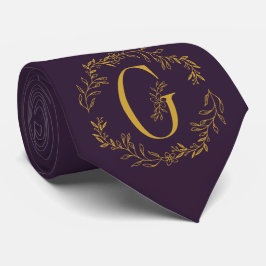 Donker Paarse kleur Monogrammed Groomsmen Stropdas