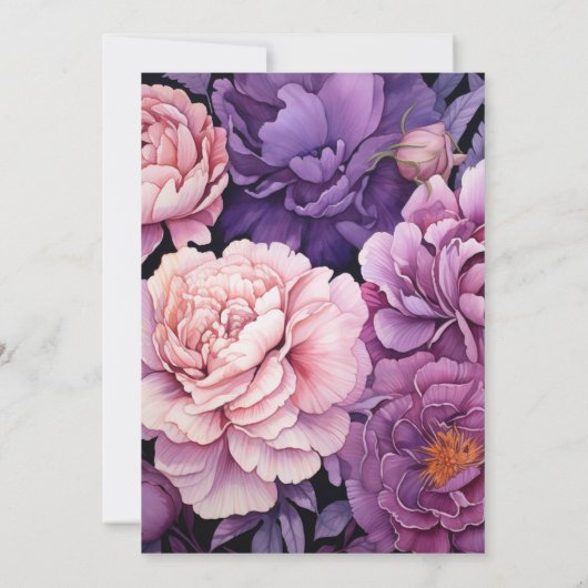 Donker Paarse, Lavendel en Roos Gouden Bruiloft Kaart (Achterkant)