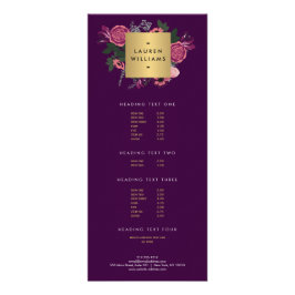 Donker Paarse  Modern Floral Motif Designer Reclamekaart