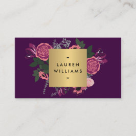 Donker Paarse Modern Floral Motif Designer Visitekaartje