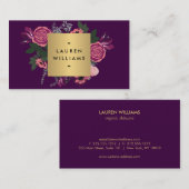 Donker Paarse  Modern Floral Motif Designer Visitekaartje (Voorkant / Achterkant)