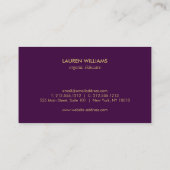 Donker Paarse  Modern Floral Motif Designer Visitekaartje (Achterkant)