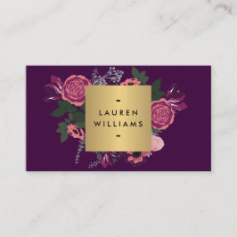 Donker Paarse  Modern Floral Motif Designer Visitekaartje