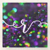 Donker Paarse mousserende Glazen Onderzetter (Voorkant)