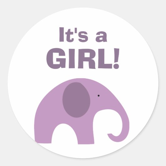 Donker Paarse olifant Baby shower Seal Ronde Sticker (Voorkant)