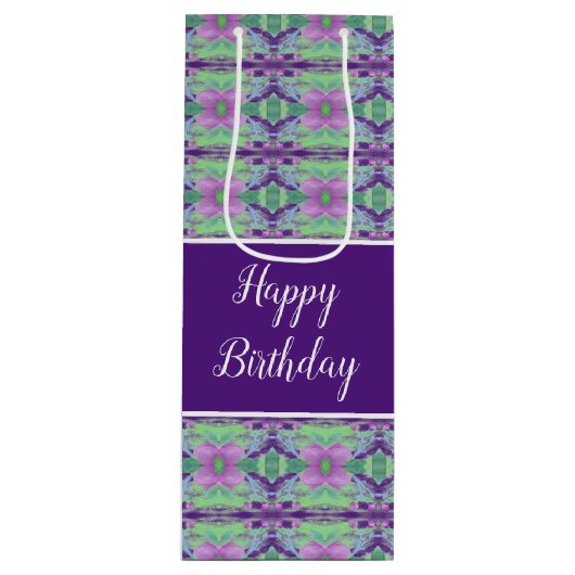 Donker Paarse Patroon Wijn Cadeautas (Voorkant)