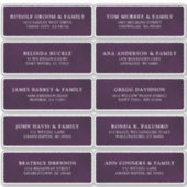 Donker paarse Plum Gast Naam Adres Sticker (Voorkant)