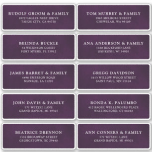 Donker paarse Plum Gast Naam Adres Sticker